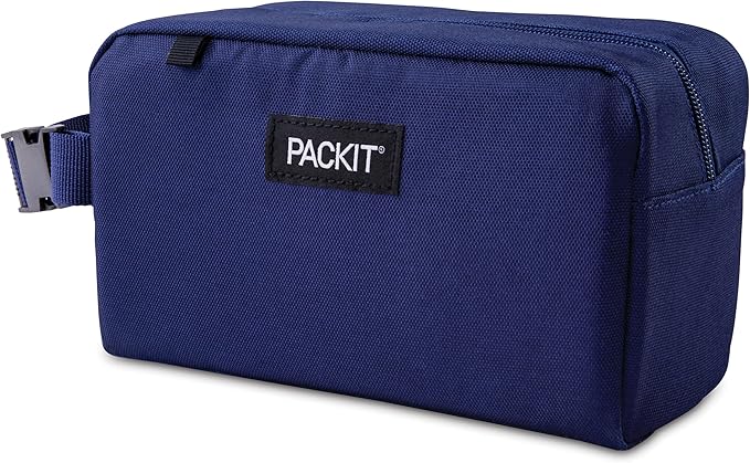 PackIt Freezable Small Insulated Snack Box, True Blue, with EcoFreeze Technology (Built-in Ice Pack), Mini Cooler or Small Lunch Bag, For Fresh Snacks On the Go, for Work, Gym, or Travel