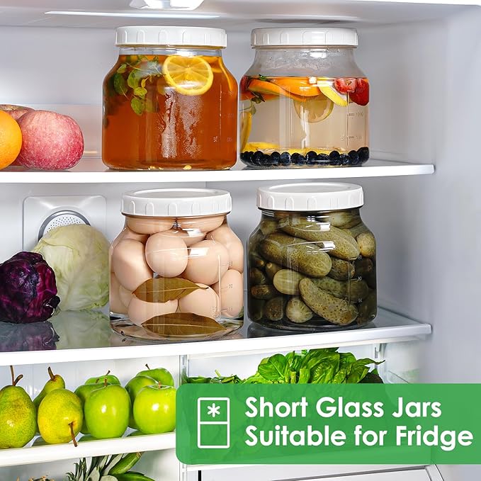 Qianfenie 2 Pack 79 Oz Glass Jars with Lids, 100% Airtight and Leak-proof Half Gallon Mason Jar, Pickle Jar Mason Jar Wide Mouth for Cold Brew, Kombucha, Ice Tea, Pickle Eggs, Flour, Sugar