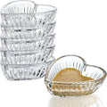 kanpura Mini Glass Bowls, Heart-shaped Prep Bowl, Dishwasher Safe, Pinch Bowls for Dipping Spices Sauce, Stackable, 2 oz, Set of 6, (Clear)