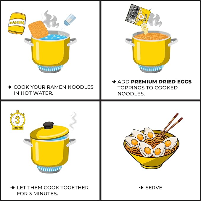 CHIRAMEN Dried Egg Ramen Toppings – Freeze Dried Scrambled Egg Pieces for Instant Noodles, Cup Ramen, Fried Rice & Soups – Easy Protein Add-On for Quick Meals