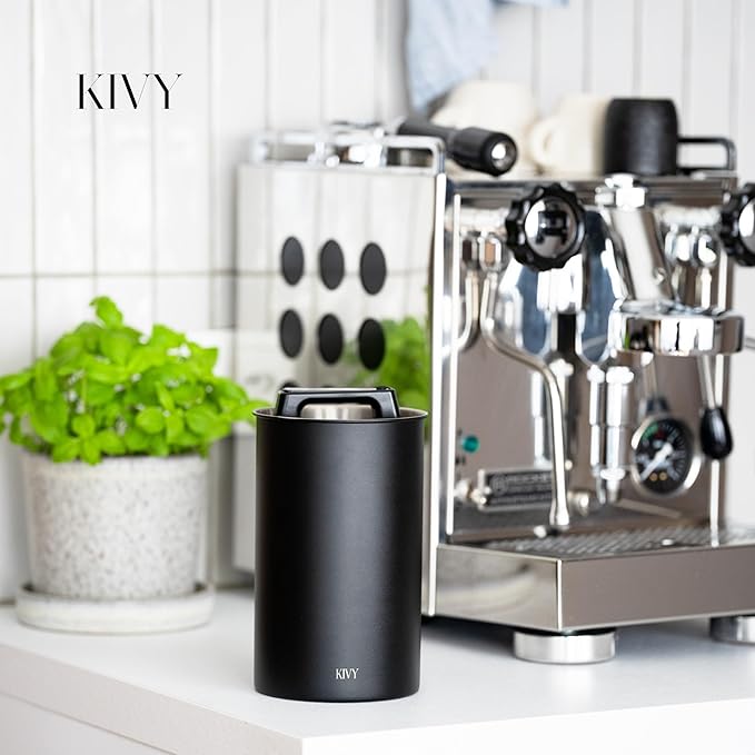 KIVY Vacuum Seal Coffee Canister (Glass) - Coffee Canister with Airtight Lid - Airtight Coffee Jar - Air Tight Coffee Container - Vacuum Storage