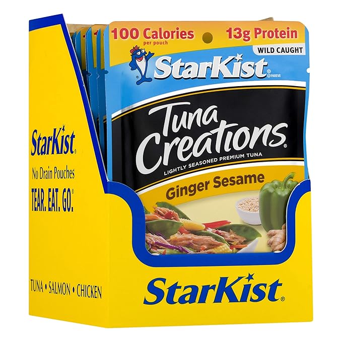 StarKist Tuna Creations Ginger Sesame, 2.6 oz Pouch (24 Pack) Ready to Eat Wild Caught Tuna, 13g Protein, 80 Calories Per Serving, Perfect for Salads, Meals and Snacks