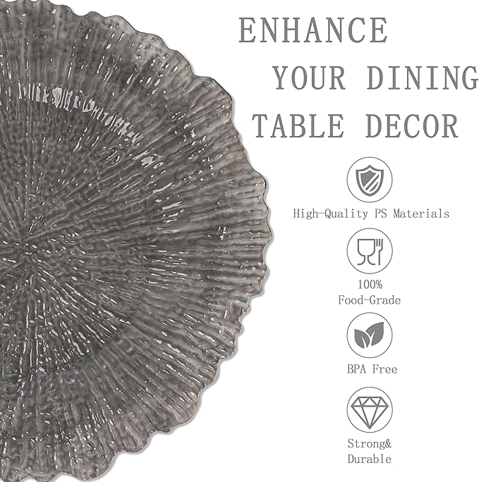 U-QE 60PCS Clear Black Plastic Plates, Heavy Duty Black Disposable Plates Including 30PCS 10'' Dinner & 30PCS 7'' Dessert Plates -Hard Plastic Platos for Party & Wedding & Birthday