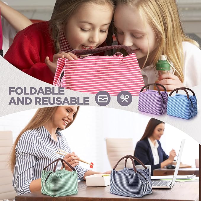 Chunful 24 Pcs Insulated Lunch Bag Bulk Reusable Thermal Lunch Box Waterproof Leakproof Tote Bag with Soft Liner for Women Men Office Work School Picnic Beach Fishing