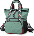 SUNNY BIRD Dual Compartment Lunch Bag Insulated Lunch Box for Women and Men (Green with boho strap)