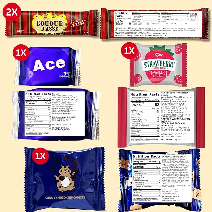 Korean Snack Box Variety Pack 24 Count – Assorted Korean Cracker, Chocolate Corn Puff, Pies, Rice Crackers, Mocha Coffee, Fruit Candy Mix, Sweet & Savory Snacks Gift Box