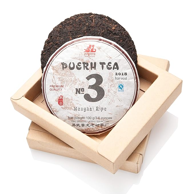 Jinglong Tea Factory - Puerh Tea No3 (40 Cups) Ripe Pu-erh Tea Mini Cake (3.6 Ounce)