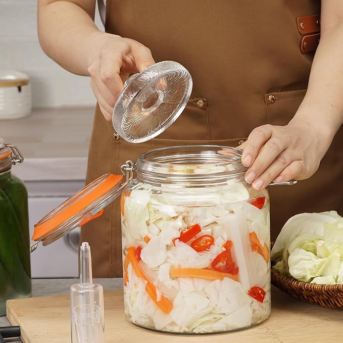 0.6 Gallon Fermentation Jar with Airlock Lid, Complete Fermenting Kit for Kimchi, Sauerkraut, Pickles, Kombucha & Homemade Fermented Food