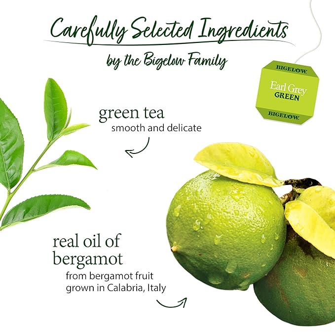 Bigelow Tea Earl Grey Green Tea, Caffeinated Tea, 20 Count Box (Pack of 6, 120 Total Tea Bags