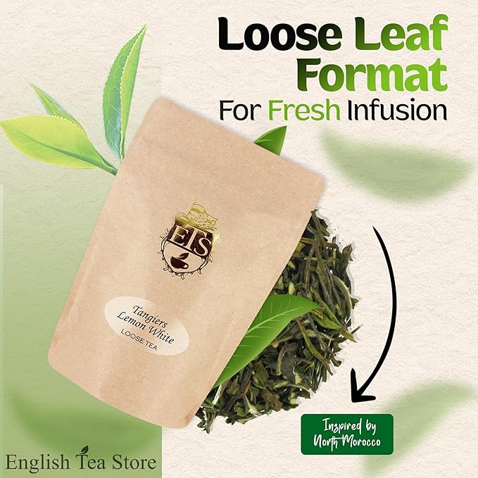 English Tea Store Loose Leaf, Tangiers Lemon Flavored White Tea, 2 Ounce