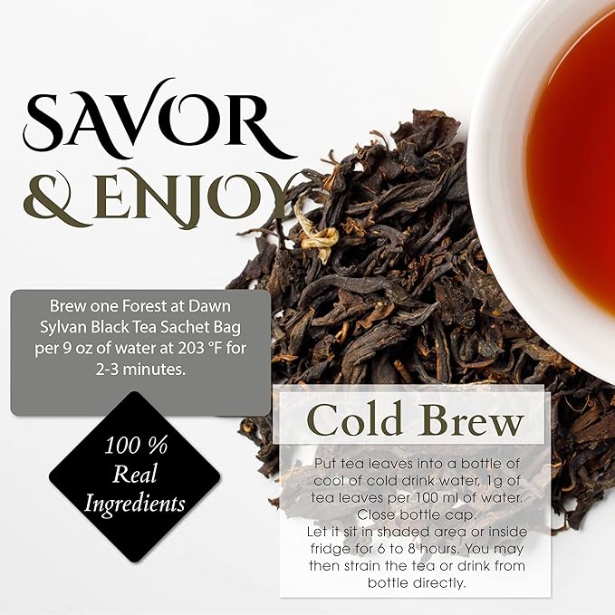 Organic Sylvan Black Tea | BREAKFAST TEA | NATURAL ANTIOXIDANTS,15 Sachet Tea Bag | By T SECRETEA, Forest at Dawn