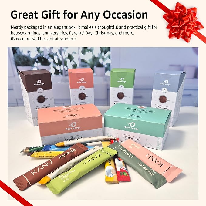 CUTIE MANGO Maxim KANU Premium Korean Instant Coffee Sampler Latte & Americano Assortment Café Style Camping Party Easy-to-Mix Single Serve Packets 20 Variety Pack