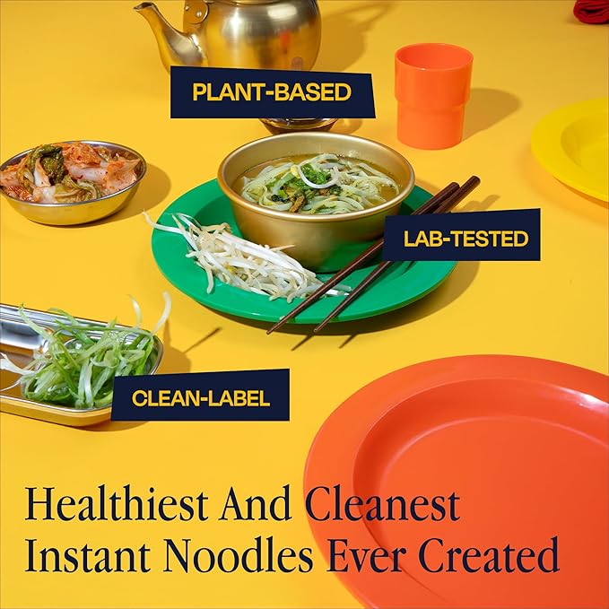 RAWMYUN Gluten Free Healthy Korean Ramen Vegan Superfood Clean Ingredients Plant-Based Cup Noodles made with Organic Rice Noodles Instant Soup | No MSG, Non-GMO, Real Ingredients (6 Savory Curry)