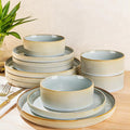 TheTerra Ceramic Dinnerware Sets for 4, 12 Pieces Porcelain Lightweight Plates and Bowls Sets, Scratch Resistant Dish Set, Oven & Microwave & Dishwasher Safe, Illusion Blue