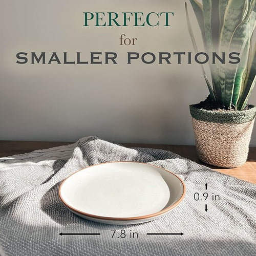 Mora Ceramic Plates Set, 7.8 in - Set of 6 - The Dessert, Salad, Appetizer, Small Dinner etc Plate. Microwave, Oven, and Dishwasher Safe, Scratch Resistant. Kitchen Porcelain Dish - Vanilla White