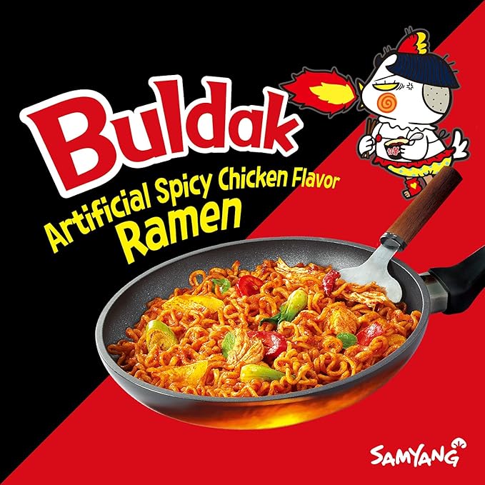 Samyang Buldak Korean Spicy Chicken Stir Fried Ramen Original Flavor Spicy Noodles Authentic Korean Ramyun 4.94 oz (Pack of 5)