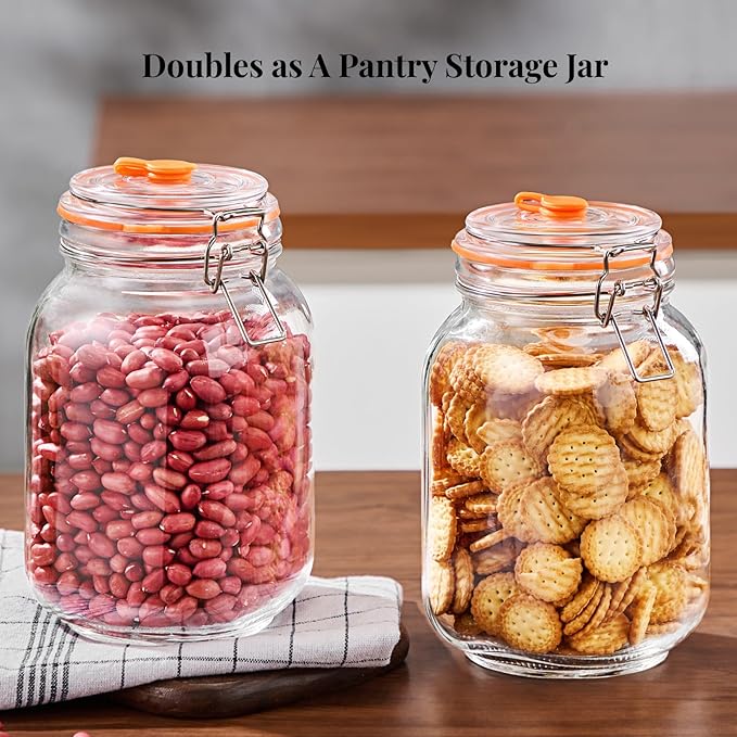1.5L Wide Mouth Fermentation Jars, Pack of 2 with Airlocks & Glass Weights, Complete Fermenting Kit for Sauerkraut, Kimchi & Pickles