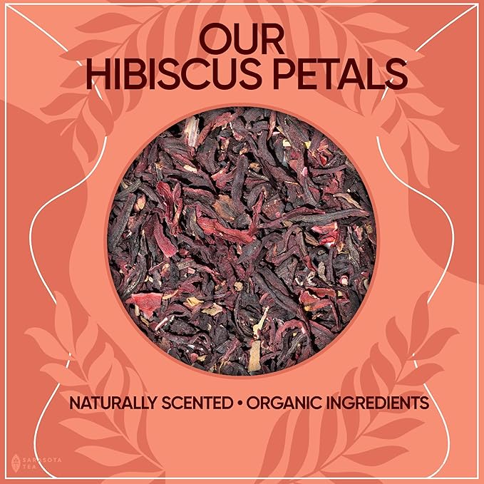 Organic Hibiscus 1lb Loose Leaf Tea | Naturally Tart & Refreshing Herbal Tea | Caffeine-Free | Dried Hibiscus Flowers for Hot or Iced | Non-GMO | Detox & Hydration Support