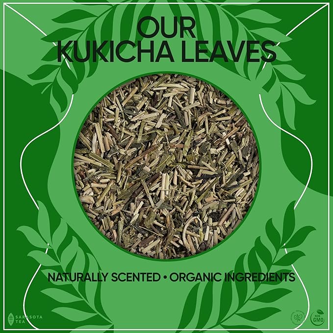 Kukicha Green Tea Loose Leaf | Japanese Twig & Leaf Green Tea | Low Caffeine | Smooth & Nutty Flavor | 4.4 oz Bulk Bag | Antioxidant Rich | Hot or Iced | Non-GMO