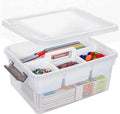 Citylife 17 QT Plastic Storage Bins Clear Storage Box with Removable Tray Stackable Latching Box with Handle for Organizing Tool, Craft, Office, Orange