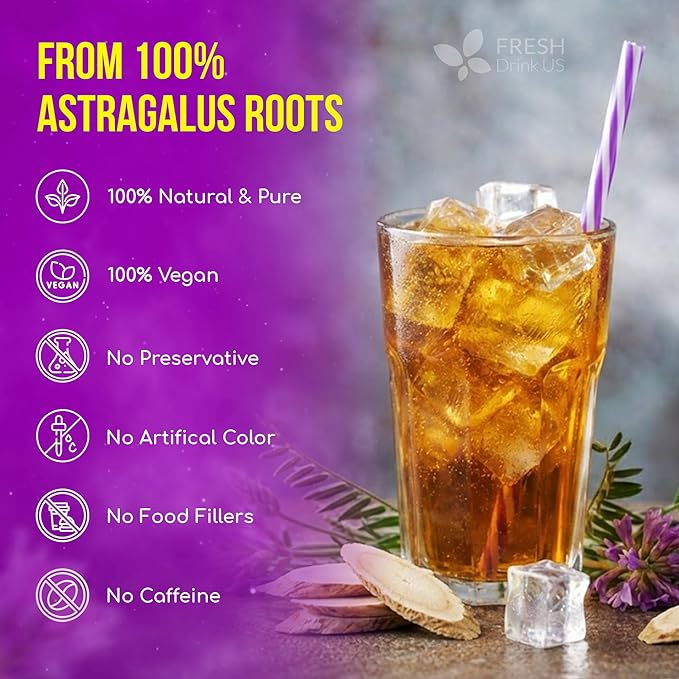 FreshDrinkUS, Premium 8oz Dried Astragalus Root Slices – 100% Natural Astragalus Root for Herbal Tea & Traditional Beverages – Natural, Clean Cut, No Additives. No Preservatives. Vegan