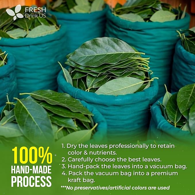 FreshDrinkUS, 120 Avocado Leaves - Loose Leaf - Premium Avocado Leaf Herbal Tea, Caffeine Free Botanical Tea Leaves for Hot or Iced Tea – Natural, Aromatic & Fresh Avocado Leaves