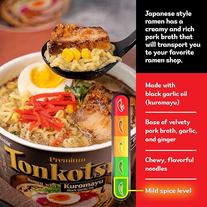 Nongshim Tonkotsu Ramen with Kuromayu Noodle Big Bowl, 3.56 Ounce (Pack Of 6)