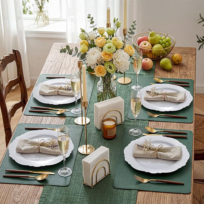 WDF 60pcs White Plastic Plates -10.25inch Baroque White Disposable Dinner Plates for Upscale Parties/Wedding
