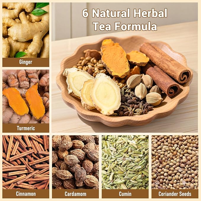 Anti-Inflammaheb Tea, 100% Natural Inflammation Tea from Premium Turmeric, Ginger, Cinnamon, Cardamom, Cumin, Coriander Seeds Herbal Ingredients, Supports Antioxidant, Boost Immunity (1 Pack/120 Bags）
