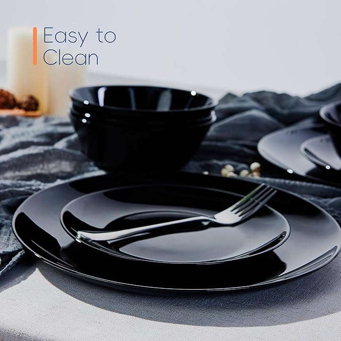 LaGlint 10.5 inchDinner Plate Set of 6, Lightweight Round Opal Glass White Dinnerware Plates, Dishwasher and Microwave Safe