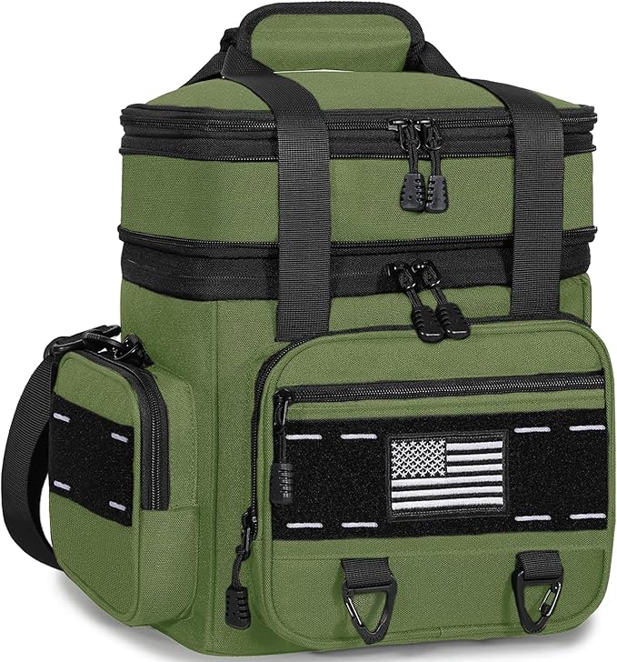 TENKIST Expandable Tactical Lunch Box, Large Insulated Lunch Cooler Bag Heavy Duty Leakproof Lunch Pail for Men Adults Work Office Outdoor Picnic Trips,16L,Army Green