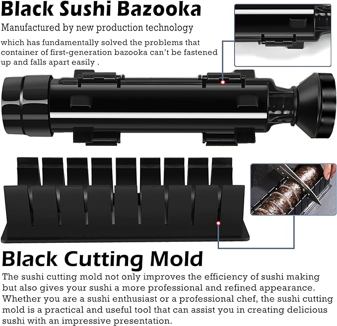 FUNGYAND Sushi Making Kit, 27-in-1 Professional Maker Set with Bazooka Roller, Nigiri & Musubi Presses, Bamboo Mats, Knife, Chopsticks, Ceramic Dishes - Ideal for Beginners