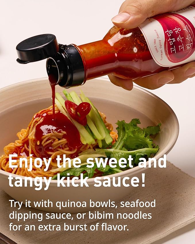 Thank-you Gochujang Kick Sauce Sugar-Free Korean Hot Chili Squeeze Sauce with Allulose – Keto-Friendly, No Wheat Flour, Cheongyang Pepper | Drizzle on Tacos, Eggs, Bowls, Pizza & Seafood | 8.81 fl.oz