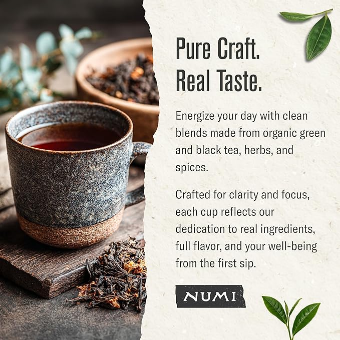 Numi Organic Emperor’s Pu-erh Tea Loose Leaf, Aged Yunnan Caffeinated Black Tea, 16 oz Bulk Pouch, Smooth Earthy Bold Flavor, Brews 200 Cups