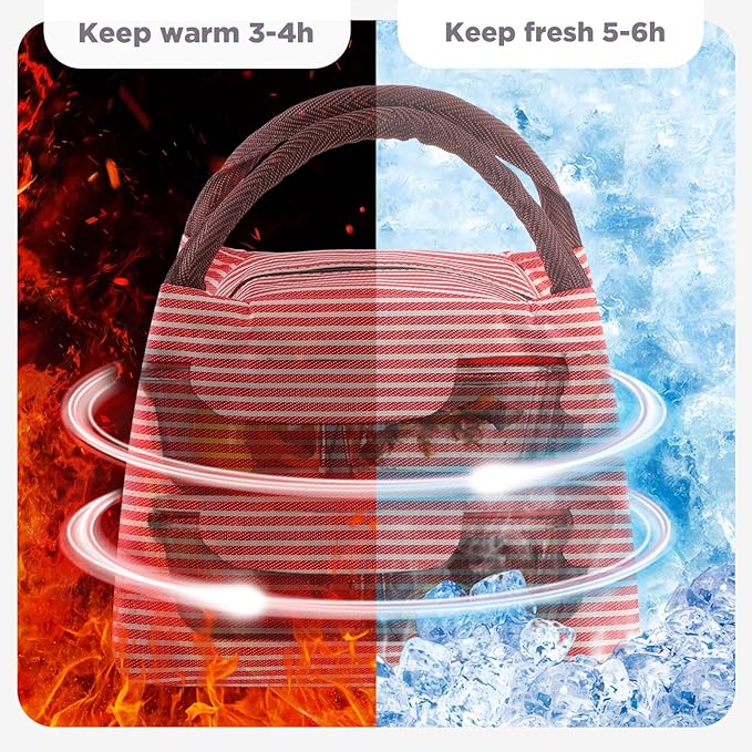 Chunful 24 Pcs Insulated Lunch Bag Bulk Reusable Thermal Lunch Box Waterproof Leakproof Tote Bag with Soft Liner for Women Men Office Work School Picnic Beach Fishing