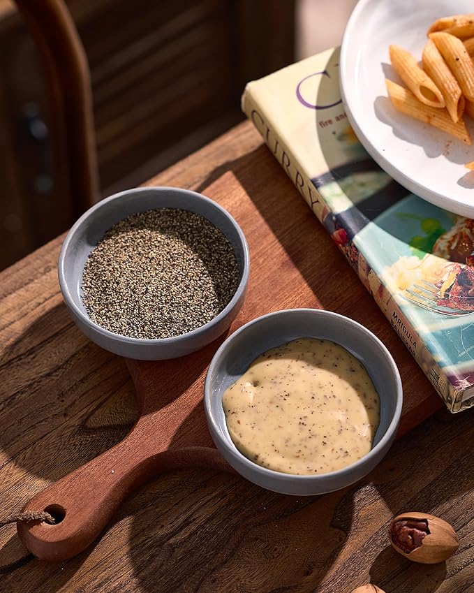 famiware Milkyway Ceramic Soy Sauce Dish, Dipping Bowls Set of 6, Dipping Sauce Bowls/Dishes, 4oz Small Serving Bowls for Side Dishes, Condiment, Sushi, Appetizer, Dessert, Dark Gray