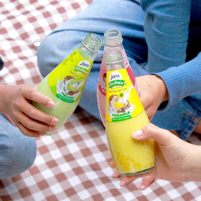 JANS - COCONUT MILK DRINK (with NATA DE COCO) STRAWBERRY 9.8 OZ (Pack of 12, Strawberry)