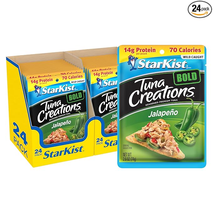 StarKist Tuna Creations BOLD Jalapeño Pouch (2.6 oz - 24 Pack) Wild Caught, High Protein Shelf Stable Seafood, Gluten Free, Soy Free, No Draining, Ready to Eat for Salads and Sandwiches
