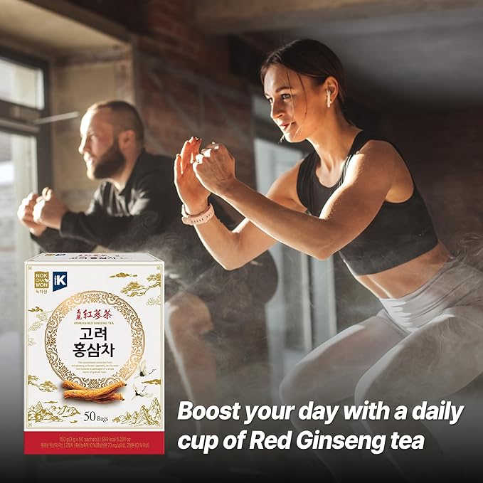 [Nokchawon] Korean Red Ginseng Tea Granules - 50 Sachets of Premium Panax Root Extract - Caffeine Free Energy and Immunity Support - Instant Herbal Drink for Daily Vitality