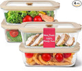 Non-Toxic 35 Oz (4.4 Cup) Glass Storage Containers with Lids – Plastic Free Meal Prep Containers for Lunch, Airtight Food Storage, Microwave and Freezer Safe, 4 Pack - Ziruma