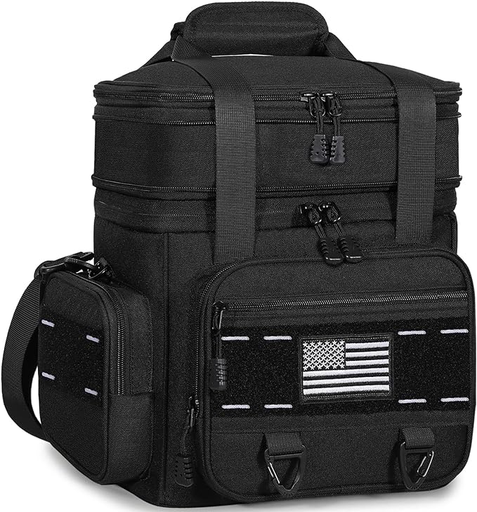 TENKIST Expandable Tactical Lunch Box, XLarge Insulated Lunch Cooler Bag Heavy Duty Leakproof Lunch Pail for Men Adults Work Office Outdoor Picnic Trips,25L,Black