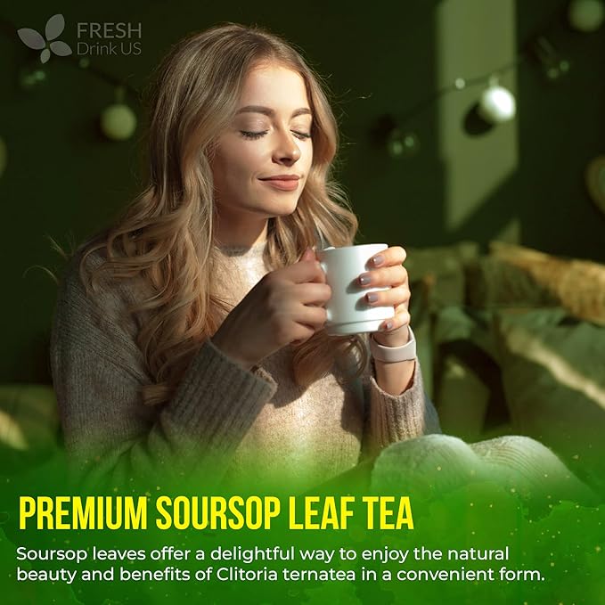 FreshDrinkUS, Premium 8oz Soursop Dried Leaves Loose Leaf Tea – 100% Pure Annona Muricata Leaves, Naturally Dried, Caffeine-Free Herbal Tea for Daily Enjoyment. Sugar-Free. Vegan