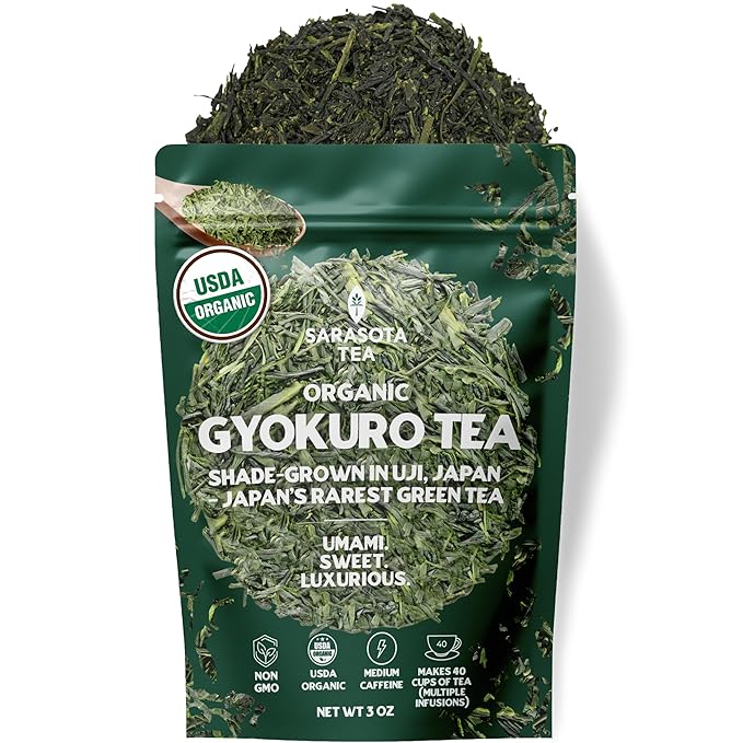 Gyokuro Tea Loose Leaf 3 oz | Premium Japanese Shade Grown Green Tea | Umami Rich Smooth Flavor | Bulk Loose Leaf