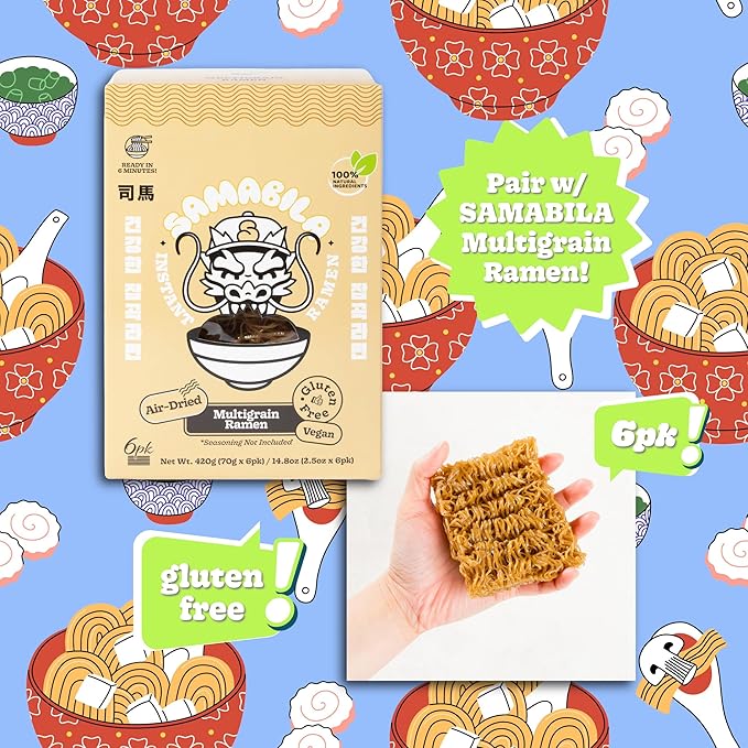 SAMABILA Korean Beef Instant Ramen Seasoning Powder - Gluten Free - Vegan - Medium Spicy - Premium Soup Powder - 5 oz