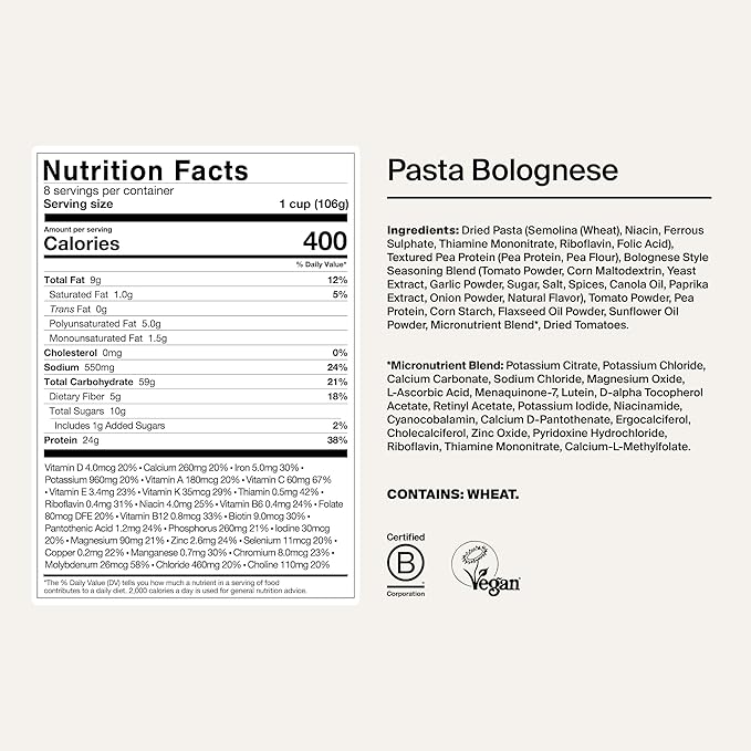 Huel Hot and Savory Cups | Bolognese | 25g Protein Plant Based Instant Meal | 27 Vitamins and Minerals | 100% Nutritionally Complete | 8 Cups