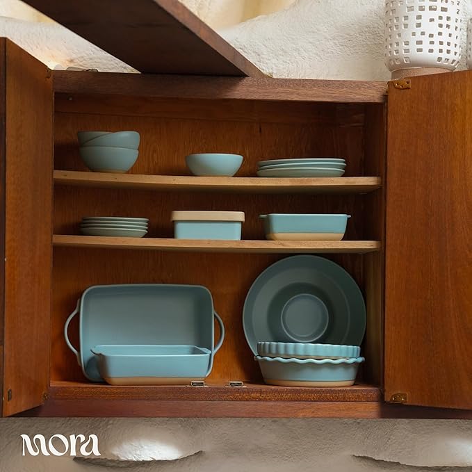 MORA Ceramic Chips and Dip Serving Tray: Large Divided Party Bowl Set for Chips & Salsa, Veggies & Dip, Fruit, Snacks, Entertaining, Hosting, etc. Minimalist Design for the Modern Hostess - Iris