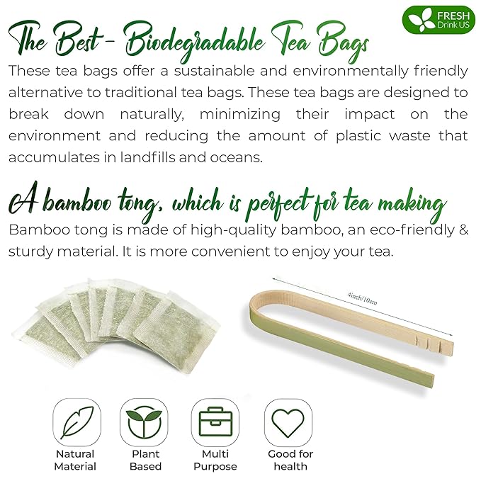 FreshDrinkUS, 75 Sage Leaf Tea Bags, 100% Natural & Pure from Sage Leaves. Loose Leaf Sage Herbal Tea. Sage Leaf Tea. Made with Natural Material Tea Bags. No Sugar, No Caffeine, No Gluten, Vegan.