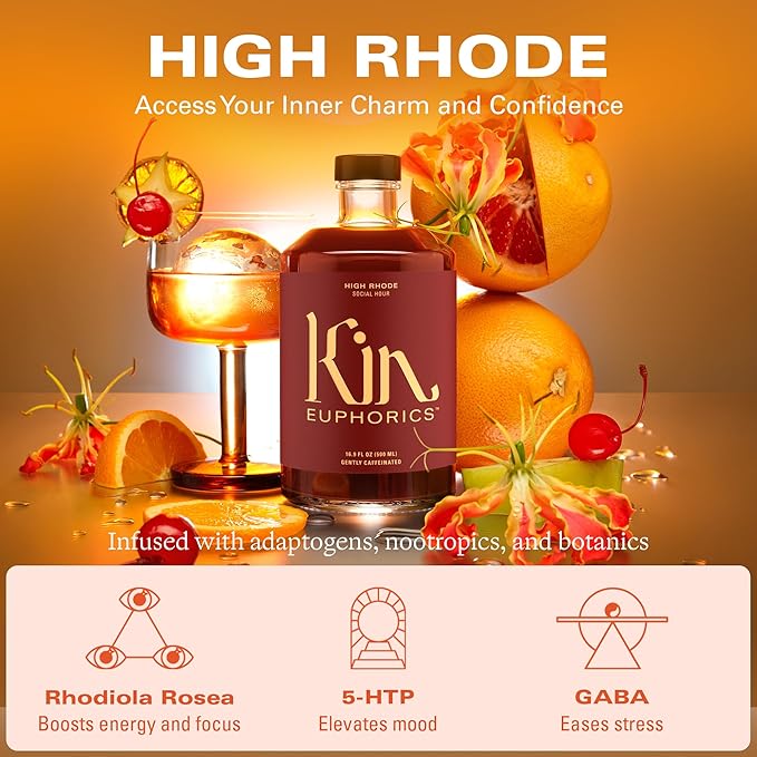 Full Kin Kit by Kin Euphorics, Non Alcoholic Spirits, Adaptogen Drinks, 16 8 Fl Oz Cans (Kin Spritz, Kin Bloom, Actual Sunshine, Lightwave), 2 x 16.9 Fl Oz Bottles (High Rhode, Dream Light)