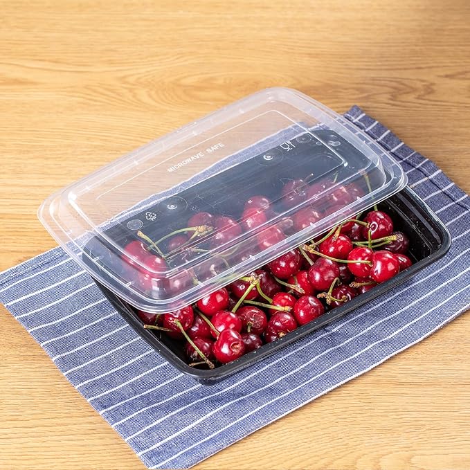 Professional 32 oz Meal Prep Containers - 50 Pack (100 Pcs) with Lids, Leakproof, Microwave/Freezer/Dishwasher Safe - Bulk Hexagon Food Storage