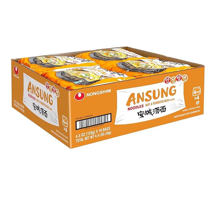 Nongshim Ramen Noodles, Gourmet Instant Ramen, Premium Microwavable Noodle Soup, Ansung, 4.4 Ounce (Pack of 16)